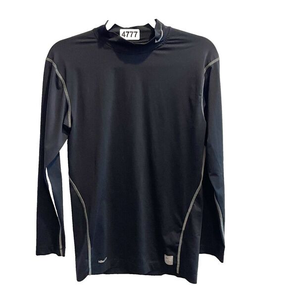 Nike Team Pro Combat Men Black Dri Fit Compression Top Stretch Long Sleeve - Picture 1 of 7